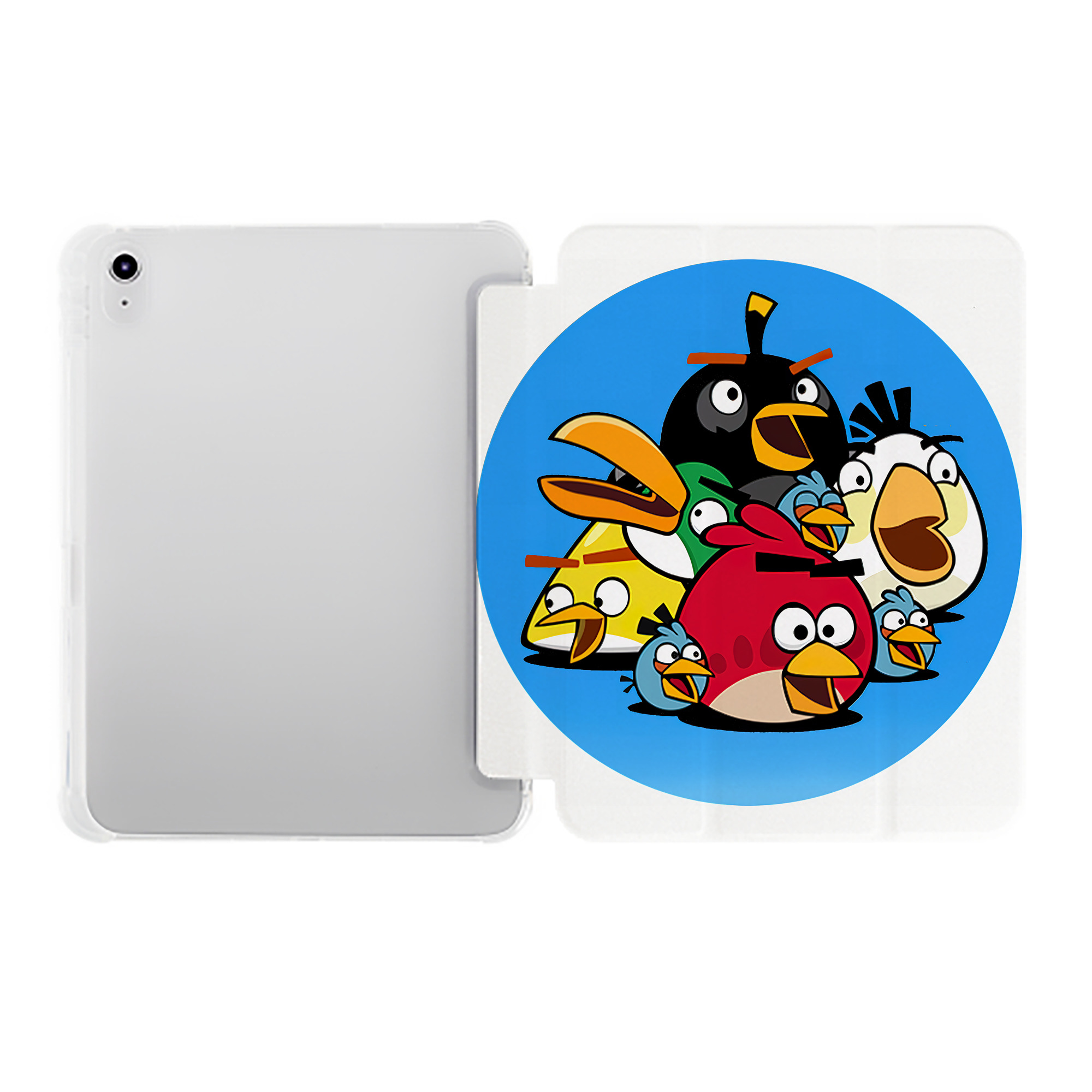 （画像用） Angry Birds アングリーバード IPad ケース ペン収納付き 三つ折りスタンド PUレザー×シリコン 対応機種9.5/10.5/10.9インチ